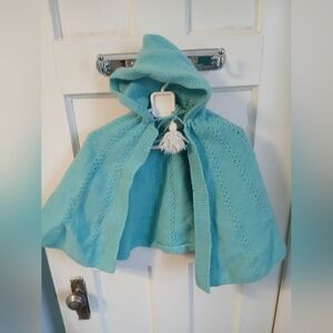 Baby Poncho Vintage Handmade Hooded Cute Infant Accesory Clothing Outdoor Winter